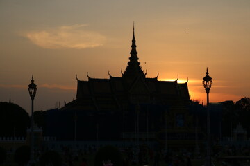 sunset and sunrise in Cambodia phnom penh and siem reap