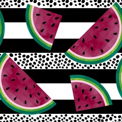 Summer fruit seamless watermelon cartoon slice pattern for clothes print and wrapping and fabrics and kids