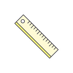 Ruler tool, stationery icon in color, isolated on white background 