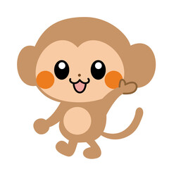 かわいいサルのキャラクターフラットイラスト素材