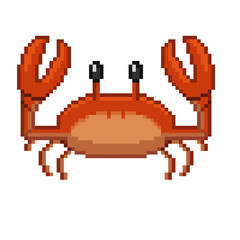 An 8-bit retro-styled pixel-art illustration of a crab.