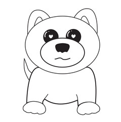 Obraz premium Adorable Dog, Pom Pom dog, Outline drawing for Coloring Vector Illustration on White Background