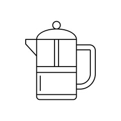 Coffee pot, french press icon in line style icon, isolated on white background