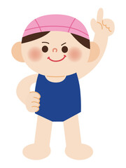 泳ぎで1番になりたい水着の女の子のイラスト