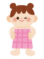水着に着替える女の子のイラスト