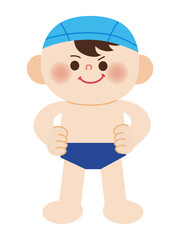 水泳が得意で自信満々な男の子のイラスト