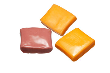 candy toffy fruit caramel on white background