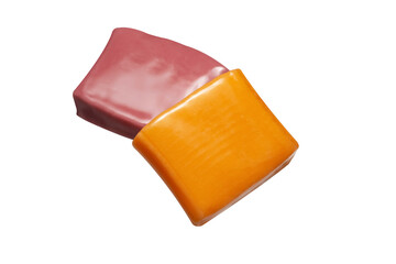 candy toffy fruit caramel on white background