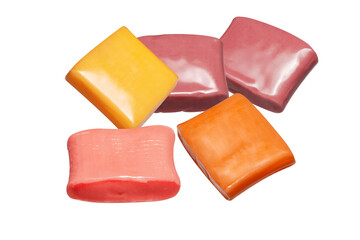 candy toffy fruit caramel on white background