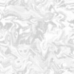Abstract white halftone background. Monochrome seamless texture for printing. Vintage pattern of dots randomly arranged. Vector digital wallpaper 