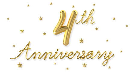 Obraz premium 3d golden 4 years anniversary celebration with star background. 3d illustration. 