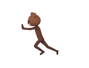 Bear character pushing wall in 3d rendering.