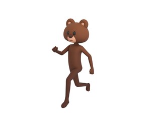 Bear character running in 3d rendering.