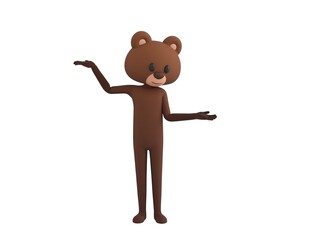 Obraz premium Bear character choosing between two alternatives in 3d rendering.