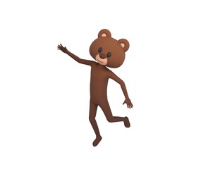 Obraz premium Bear character floating in the air in 3d rendering.
