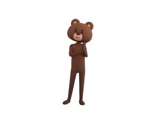 Bear character thinking in 3d rendering.
