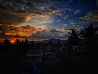 sunset over the city