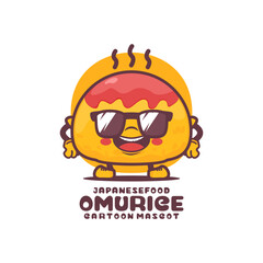 Fototapeta premium Omurice cartoon mascot. Japanese food vector illustration