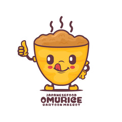 cute omurice cartoon mascot. Japanese food vector illustration