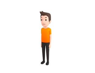 Man wearing Orange T-Shirt character standing in 3d rendering.
