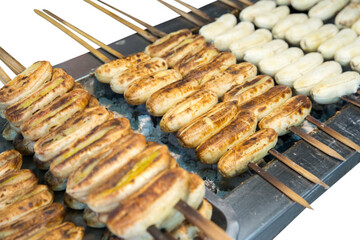 Top view of Grilled banana on focus selective.