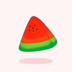 Watermelon fruit organic icon sign or symbol hand drawn cartoon illustration