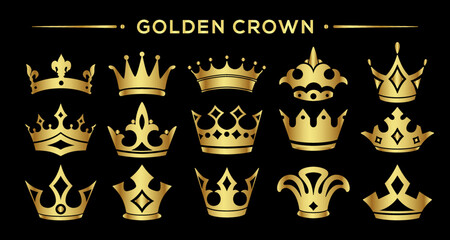 Royal  golden crown isolated on black background stock vector illustration