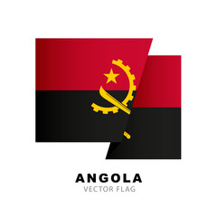 Colorful Angolan flag logo. Flag of Angola. Vector illustration isolated on white background. - obrazy, fototapety, plakaty