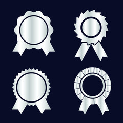 Silver badges and labels of seal quality stock vector set