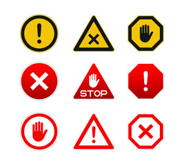Traffic warning signs vector icons