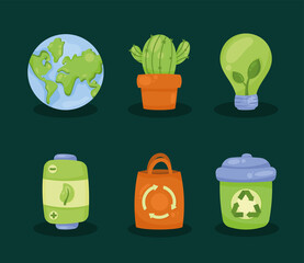 six eco friendly icons
