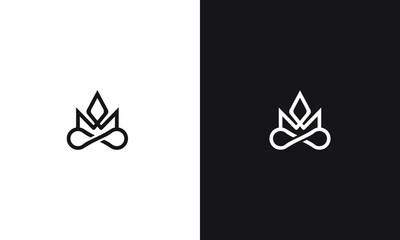 infinite crown Logo, unique logo, black and white logo, premium elegant logo,infinite crown Vector	