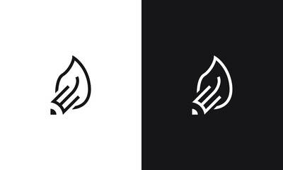 Pencil Leaf Logo, unique logo, black and white logo, premium elegant logo, pencil leaf Vector	
