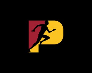 Sport Run Logo With P Letter Vector