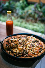 A Pan of Beef Pizza
