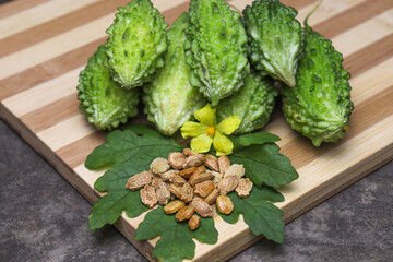 Raw Bitter melon with seed