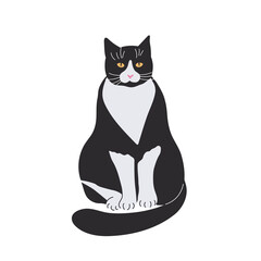 A cute balck cat is sitting. Vector illustration of the icon. The concept of an icon of the animal world. Isolated vector. Flat cartoon style.