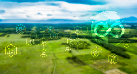 Icon representing the sustainable development on renewable energy ecological on green energy...