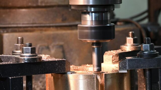 The pan scene of chamfering process on brass ring parts with NC milling machine.