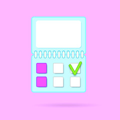 3d calendar icon. Calendar assignment icon, planning concept. Vector drawing.