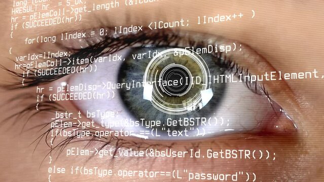 Futuristic developer with code hologram. High quality 4k footage