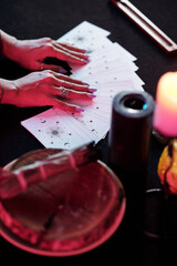 Sorceress reading tarot spread that can speak more broadly to situation or life path