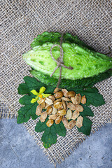 Raw Bitter melon with seed