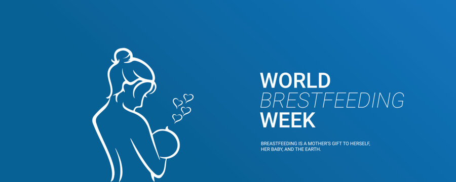 World brestfeeding week newborn baby and cearing mother creative vector illustraiton