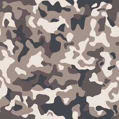 Brown beige camouflage seamless pattern. Modern military camo texture. Desert masking color. Stock vector illustration