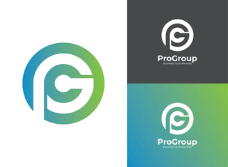 Modern abstract GP PG letters logo monogram