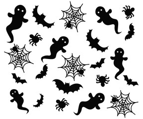 Fototapeta premium monochrome background halloween ghost bat spider with web