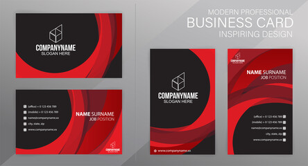 Set of red and black Modern Corporate Business Card Design Templates, vector eps 10