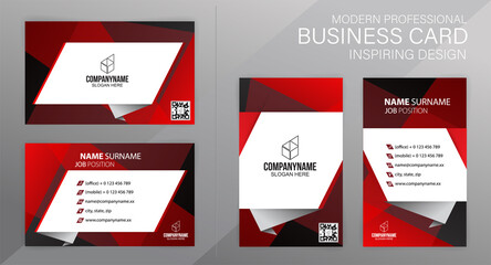 Set of red and black Modern Corporate Business Card Design Templates, vector eps 10