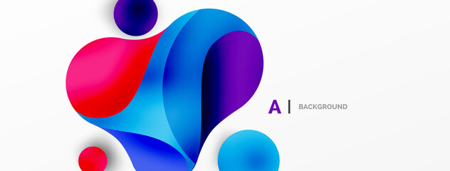 Flowing geometric shapes minimalist abstract background. Round shapes and circles. Wallpaper for concept of AI technology, blockchain, communication, 5G, science, business